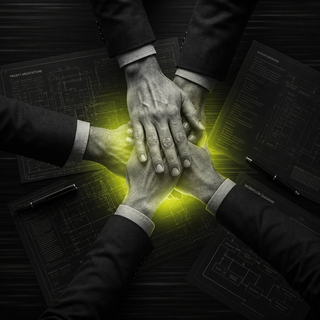 Dark cinematic scene representing Sales, Marketing & Intelligence